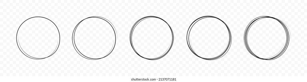 Circle Frame Set. Round Frame Set. Geometric Line Circle Design Frames. Round Shape Borders. Hand Drawning Circle Line Sketch Set. Vector Graphic EPS 10
