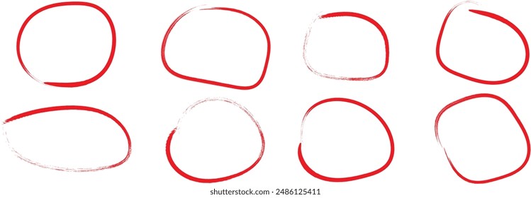 Conjunto de marco circular. Juego de marcos redondos. Marcos geométricos de diseño de círculo de línea. Bordes de forma redonda. Conjunto de esbozo de línea de círculo de dibujo a mano. 
