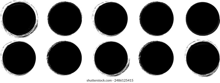 Circle frame set. Round frame set. Geometric line circle design frames. Round shape borders. Hand drawing circle line sketch set. 