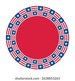 Circle Frame with Stars and Stripes - July 4th concept. Vector illustration