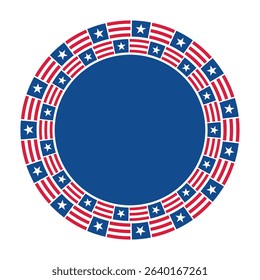 Circle Frame with Stars and Stripes - July 4th concept. Vector illustration