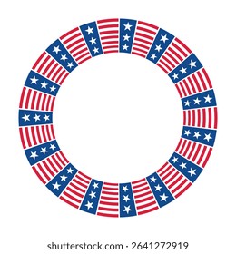 Circle Frame with Stars and Stripes - July 4th concept. Vector illustration