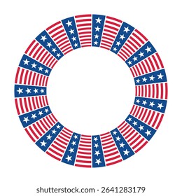 Circle Frame with Stars and Stripes - July 4th concept. Vector illustration