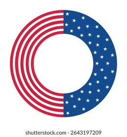Circle Frame with Stars and Stripes - July 4th concept. Vector illustration