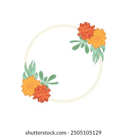 Circle frame with Succulent. Hand drawn round line border, leaves and flowers, wedding invitation and cards, logo design and posters template. Elegant minimal style floral vector isolated 