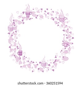 Circle frame of tea and heart