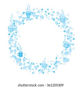 Circle frame of tea and heart