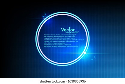 Circle frame technology blue neon background 