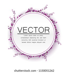 Circle frame for text. Floral design. Leaves circle.