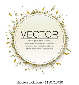 Circle frame for text. Floral design. Leaves circle.