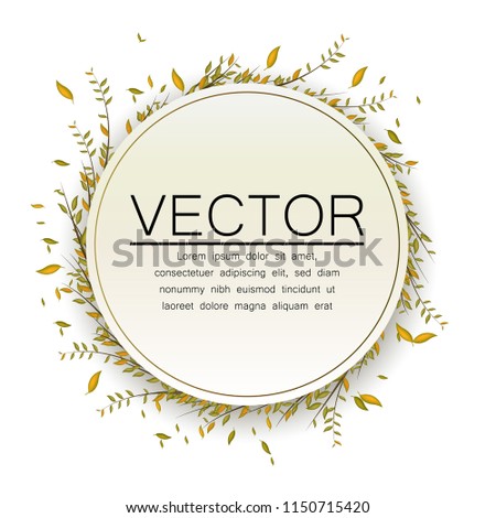 Circle frame for text. Floral design. Leaves circle.