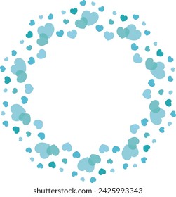 Circle frame with transparent center, interspersed with pale blue hearts