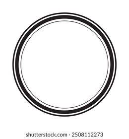 Circle frame vector. Bold circular outline. Minimalist graphic design. Black and white contrast.