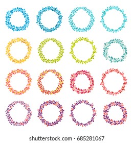 Circle frame vector collection. Hand drawn coloring round frames. Isolated wreath set on white background. Splash frame with empty space for your text