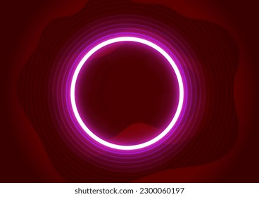 Circle frame with vivid neon effect. 3d vector illustration 