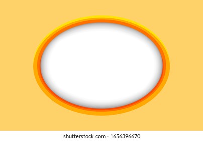 circle frame white on bright orange for banner, banner frame ellipse shape for message, orange rectangle with ellipse frame for copy space text, oval modern orange frame for background, vector