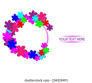 circle frame work with colors flowers