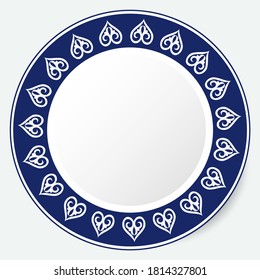Circle frame, workpiece for your design. Ornamental elements and motifs of Kazakh, Kyrgyz, Uzbek, national Asian decor for plate, textile and print design. Round frame. Vector. 