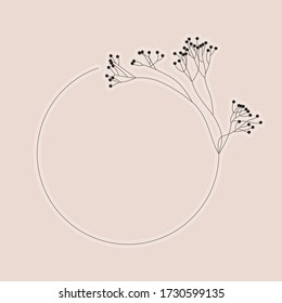 Circle frame wreath with abstract flower leaf. Rowan berry. Vector illustration EPS 10