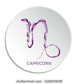 Circle frame with zodiac sign Capricorn isolated on white background. Design element for web sites or greeting cards.