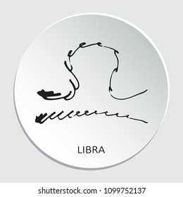 Circle frame with zodiac sign Libra isolated on white background. Design element for web sites or greeting cards.