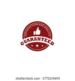 Circle framed satisfaction and quality guaranteed badge with thumb and stars vector illustration isolated on white background suit for company stamp or identity