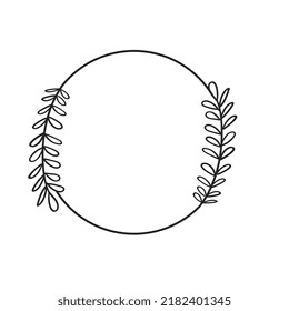 Circle frames with botanical decoration. Doodle Hand Drawn Decorative Outlined Wreaths with Branches, Herbs, Plants, Leaves and Flowers, Florals. Vector Illustrations.

