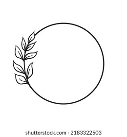 Circle frames with botanical decoration. Doodle Hand Drawn Decorative Outlined Wreaths with Branches, Herbs, Plants, Leaves and Flowers, Florals. Vector Illustrations.

