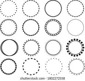 Circle Frames On White Background. Doodle Frame System, Circle Monogram Sign. Flat Style.