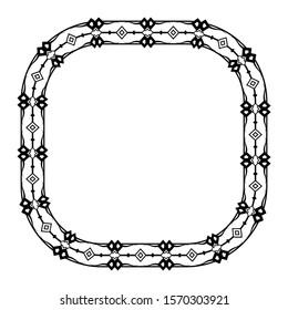 circle frames for text or calligraphy and banners. black border isolated from a white background.