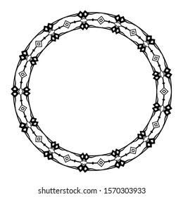 circle frames for text or calligraphy and banners. black border isolated from a white background.