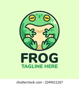 Circle Frog Cartoon Logo Design