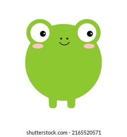 Circle frog forest animal face toad icon isolated on white background. Cute toad cartoon round shape kawaii kids avatar character. Vector flat clip art illustration mobile ui game application.