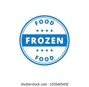 circle frozen food product label grunge textured vector design template