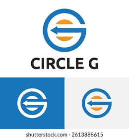 Circle G Letter Arrow Direction Company Business Logo Template