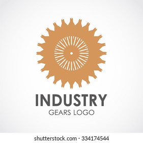 Circle gear of industry abstract vector and logo design or template mechanical technology business icon of company identity symbol concept