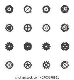 Circle gears vector icons set, modern solid symbol collection, filled style pictogram pack. Signs, logo illustration. Set includes icons as cogwheels, clock mechanism, settings cogwheel, cog 