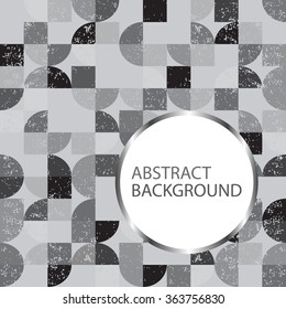 Circle geometric abstract background, black white and grey business or technology with sample text