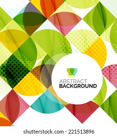 Fondo abstracto geométrico en círculo, diseño comercial colorido o tecnológico para la web en blanco con texto de muestra