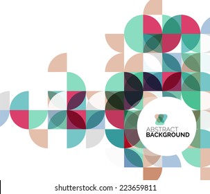 Circle geometric abstract background, colorful business or technology design for web on white with sample text