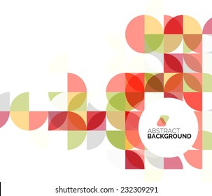Fondo abstracto geométrico circular, diseño comercial o tecnológico colorido para web sobre blanco con texto de muestra