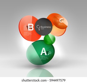 Circle geometric abstract background, colorful business or technology design for web on white with sample text