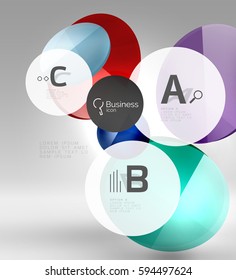 Circle geometric abstract background, colorful business or technology design for web on white with sample text
