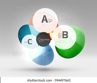 Circle geometric abstract background, colorful business or technology design for web on white with sample text