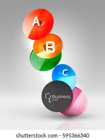 Circle geometric abstract background, colorful business or technology design for web on white with sample text