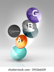 Circle geometric abstract background, colorful business or technology design for web on white with sample text