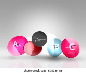 Circle geometric abstract background, colorful business or technology design for web on white with sample text