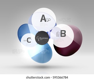 Circle geometric abstract background, colorful business or technology design for web on white with sample text