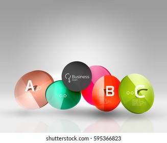 Circle geometric abstract background, colorful business or technology design for web on white with sample text