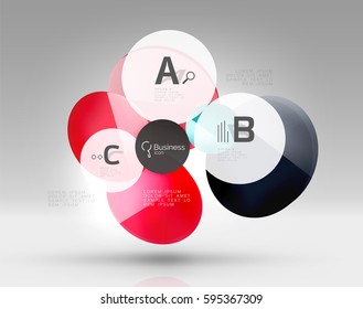Circle geometric abstract background, colorful business or technology design for web on white with sample text